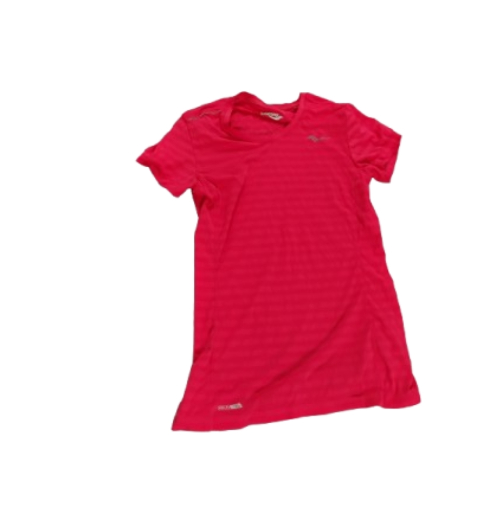 Saucony Women's Pink Striped Athletic Short Sleeve Tee Run Dry Sz XS